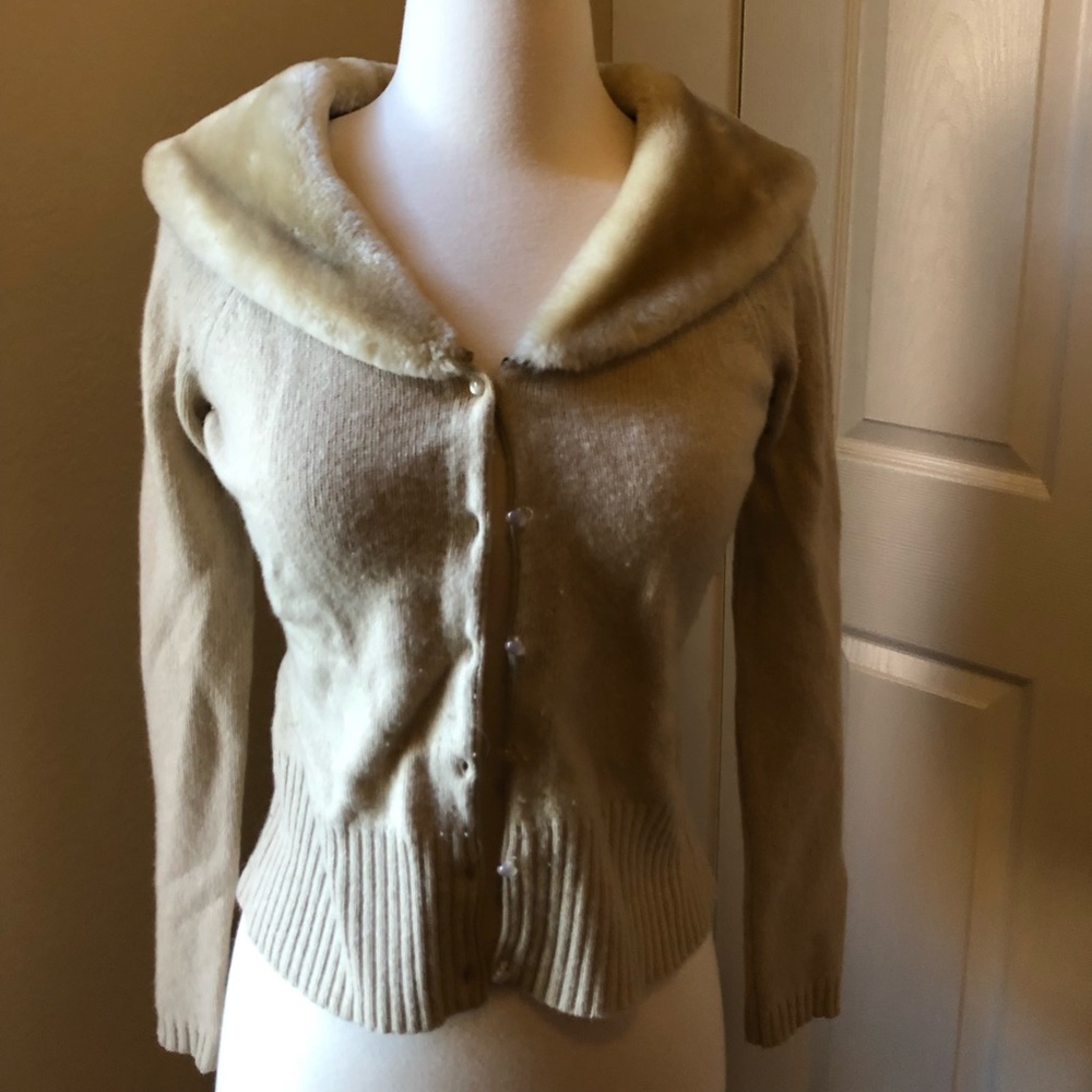 Ann Taylor faux fur collar sweater